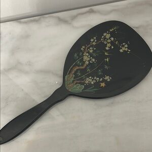 Vintage Handheld Mirror with Floral Design